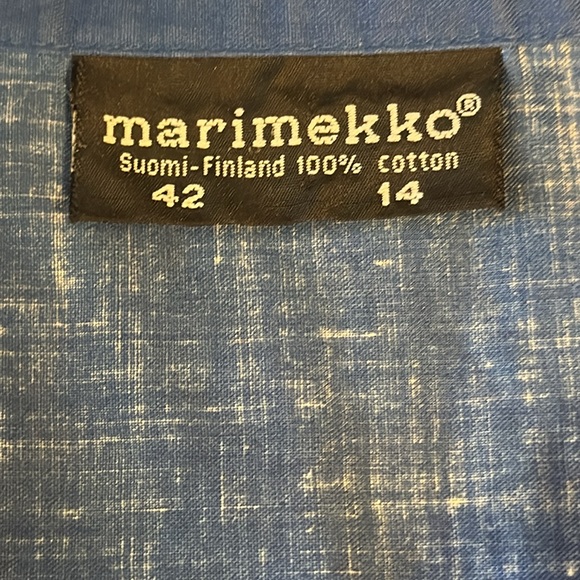 VINTAGE Marimekko Blue Abstract Dress, Size 42 (US XL) - Picture 8 of 8